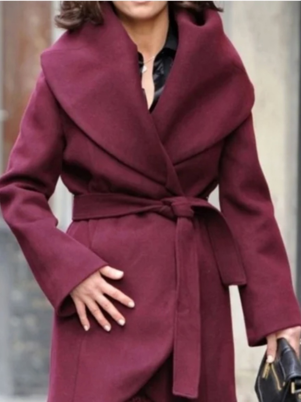 T Tahari Marla Burgundy Wrap Coat - Small (EUC)